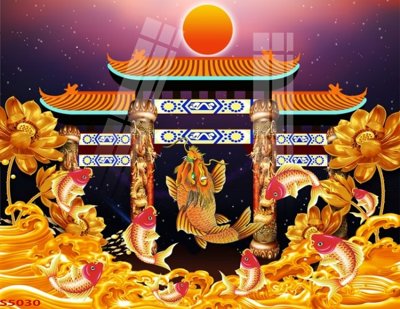 Download file tranh Tranh hoa sen cá cửu ngư quần hội S5030 (file gốc PSD)