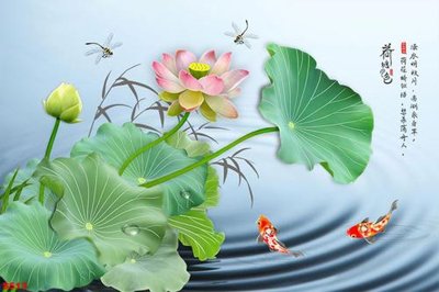 Tải về hình ảnh gốc Tranh cửu ngư quần hội sen cá S513 sắc nét