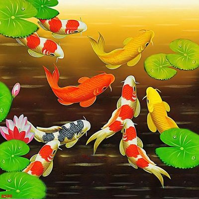 File PSD Tranh cửu ngư quần hội sen cá S520 (bản gốc) dễ dàng edit