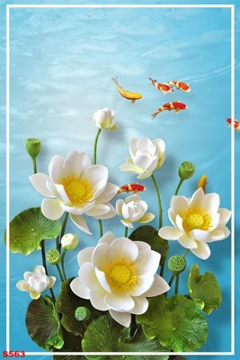 Tải file Tranh cửu ngư quần hội sen cá S563 (gốc) in nhanh