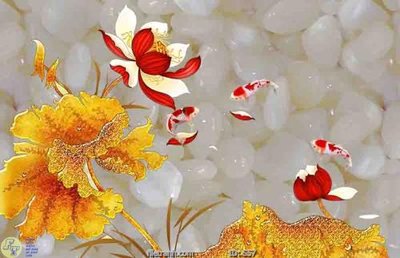 File gốc in tráng gương Tranh cửu ngư quần hội sen cá S57 chi tiết