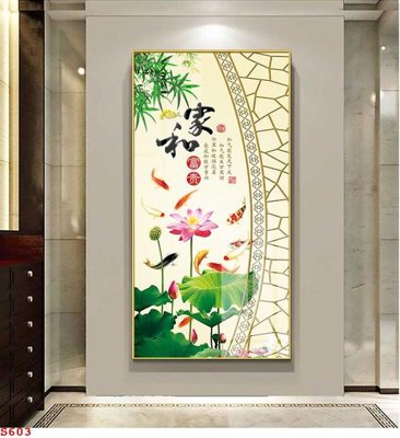 File tranh Tranh cửu ngư quần hội sen cá S603 (bản gốc) in lụa 5D