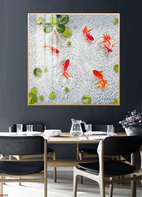 Tải file Tranh cửu ngư quần hội sen cá S609 (gốc) làm tranh trang trí