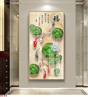 File tranh gốc Tranh cửu ngư quần hội sen cá S644 (bản quyền) Filetranh.com