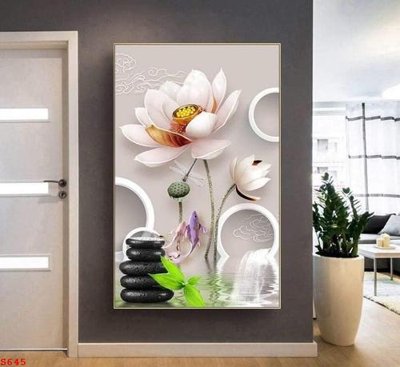 File ảnh Tranh cửu ngư quần hội sen cá S645 (gốc) cho trang trí nhà hàng