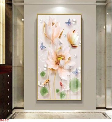 File ảnh Tranh cửu ngư quần hội sen cá S667 (gốc) cho trang trí nội thất