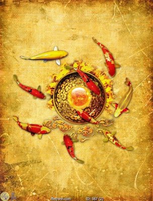 File gốc Tranh cửu ngư quần hội sen cá S67 (AI/EPS) cho in ấn