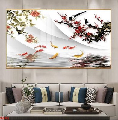 File ảnh Tranh cửu ngư quần hội sen cá S681 (gốc) cho trang trí nhà hàng