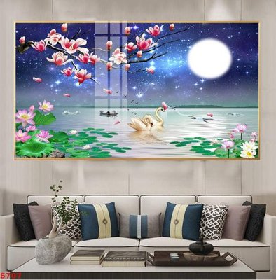 Tải file PSD Tranh cửu ngư quần hội sen cá S707 (nguyên layer) để in