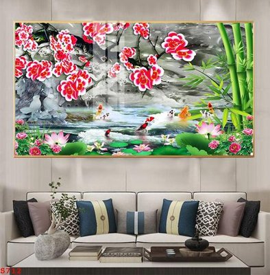 File PSD Tranh cửu ngư quần hội sen cá S712 (bản gốc) đã tách nền