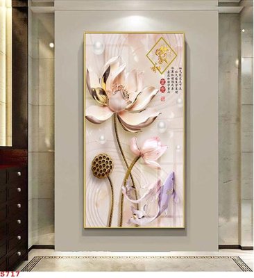 File tranh Tranh cửu ngư quần hội sen cá S717 (bản gốc) treo quán cafe