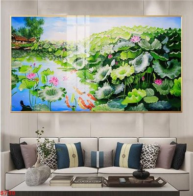 File in ấn chuyên nghiệp Tranh cửu ngư quần hội sen cá S730 (file gốc)