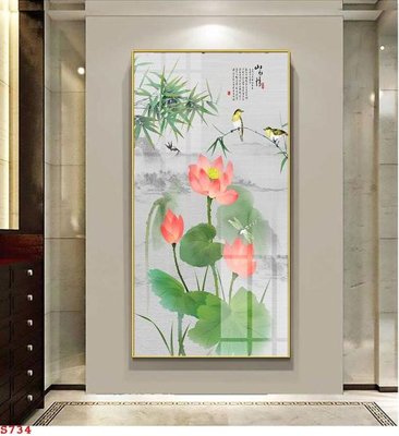 File tranh Tranh cửu ngư quần hội sen cá S734 (bản gốc) in lụa 3D