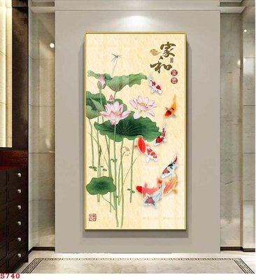 Tải file Tranh cửu ngư quần hội sen cá S740 (gốc) in nhanh