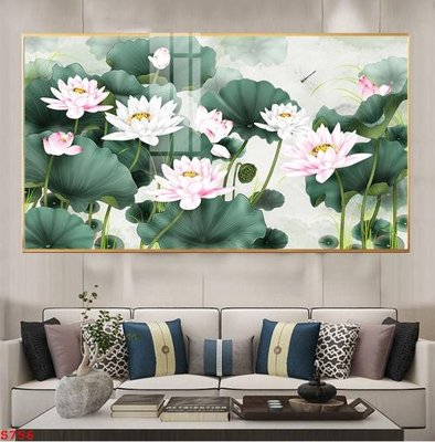 Download file gốc Tranh cửu ngư quần hội sen cá S756 (in lụa) hoa lá