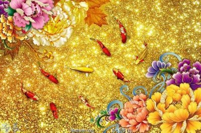 File tranh Tranh cửu ngư quần hội sen cá S75 (gốc) in trên kính