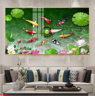 File ảnh Tranh cửu ngư quần hội sen cá S764 (gốc) in backdrop sự kiện