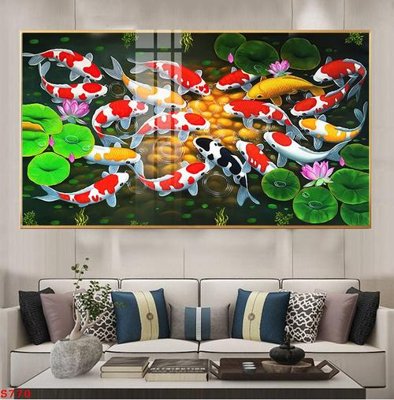 Tải file gốc Tranh cửu ngư quần hội sen cá S770 (để in lụa)