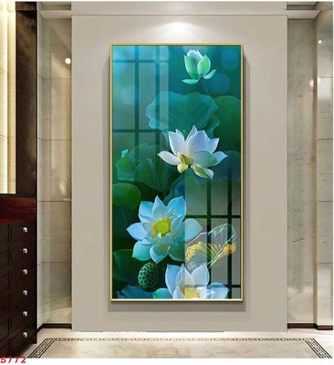 File tranh Tranh cửu ngư quần hội sen cá S772 (bản gốc) in canvas