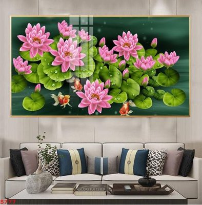 Download file Tranh cửu ngư quần hội sen cá S777 (chuẩn in) Tranh cửu ngư quần hội sen cá S777