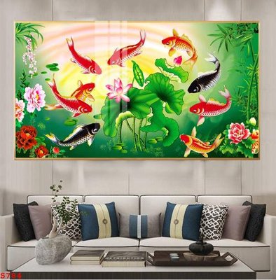 Tải file Tranh cửu ngư quần hội sen cá S784 (ảnh gốc) độ phân giải 300dpi