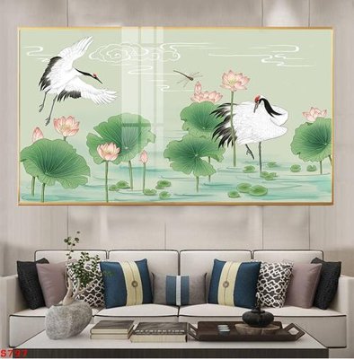 File gốc Tranh cửu ngư quần hội sen cá S797 (in lụa) tranh thuận buồm