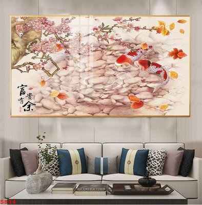 File ảnh Tranh cửu ngư quần hội sen cá S814 (gốc) in standee