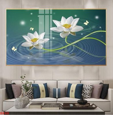 Hình ảnh file gốc in lụa Tranh cửu ngư quần hội sen cá S820