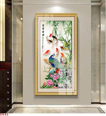 File ảnh Tranh cửu ngư quần hội sen cá S842 (gốc) in poster