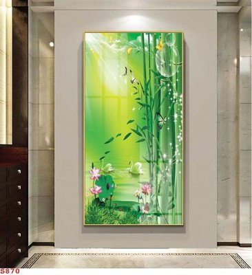 File tranh Tranh cửu ngư quần hội sen cá S870 (gốc) in trên kính