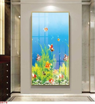 Ảnh gốc Tranh cửu ngư quần hội sen cá S878 (siêu chi tiết) để in ấn