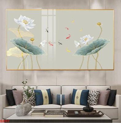 Download file Tranh cửu ngư quần hội sen cá S897 (chất lượng in ấn)