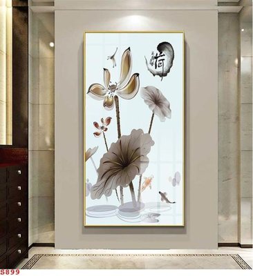 File gốc Tranh cửu ngư quần hội sen cá S899 (in lụa) tranh mã đáo