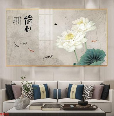 Tải file Tranh cửu ngư quần hội sen cá S901 (gốc) chủ đề hoa sen