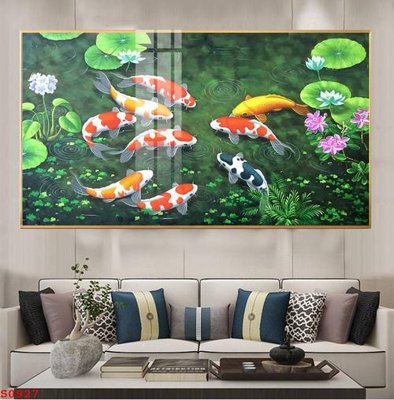 Tệp tin gốc Tranh cửu ngư quần hội sen cá S927 (dùng cho in) Tranh cửu ngư quần hội sen cá S927