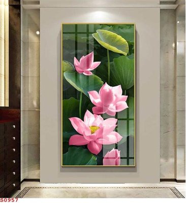 File gốc Tranh cửu ngư quần hội sen cá S957 (trang trí) cho phòng khách