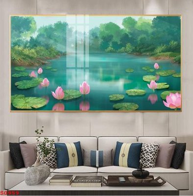 File in trần Tranh cửu ngư quần hội sen cá S959 (bản gốc) đại dương