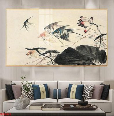 Tải file tranh Tranh cửu ngư quần hội sen cá S961 (gốc) tại Filetranh.com