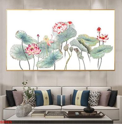 Tải file gốc Tranh cửu ngư quần hội sen cá S965 (in khổ lớn) không vỡ