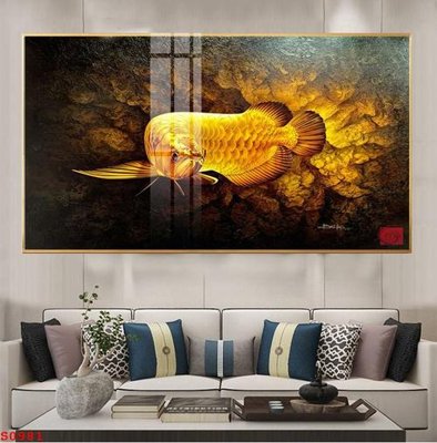 File gốc in mica Tranh cửu ngư quần hội sen cá S981 chất lượng