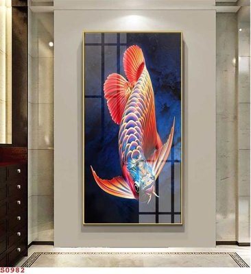 File tranh Tranh cửu ngư quần hội sen cá S982 (gốc) phong cách tối giản