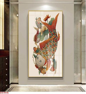 Download file Tranh cửu ngư quần hội sen cá S984 (chuẩn in) chất lượng cao