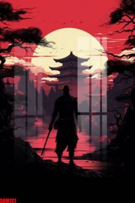 File PSD File tranh samurai võ sĩ nhật bản SAM121 (gốc) cho designer