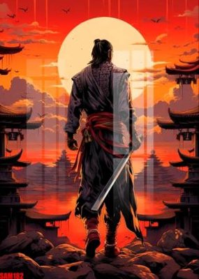 File PSD File tranh samurai võ sĩ nhật bản SAM182 (nguyên bản) cho thiết kế