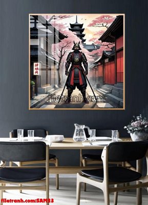 File gốc File tranh samurai võ sĩ nhật bản SAM23 (in lụa) họa tiết 3D
