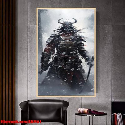 Ảnh gốc File tranh samurai võ sĩ nhật bản SAM61 (độ nét cao) in tráng gương