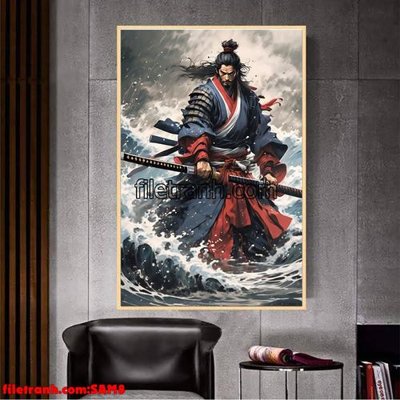 Ảnh gốc File tranh samurai võ sĩ nhật bản SAM8 (độ nét cao) in tráng gương