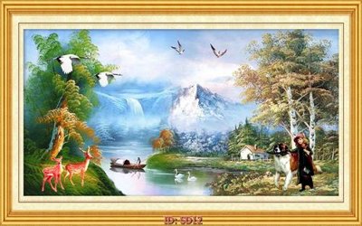 File in trần File tranh sơn dầu SD12 (file gốc) hoa văn 3D