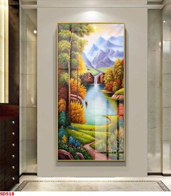 File gốc File tranh sơn dầu phong cảnh châu âu SD518 (in mica) làm bảng hiệu