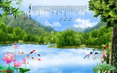 Tải file Tranh sơn thủy thác nước phong thủy ST1006 (PSD) cho in tranh 3D